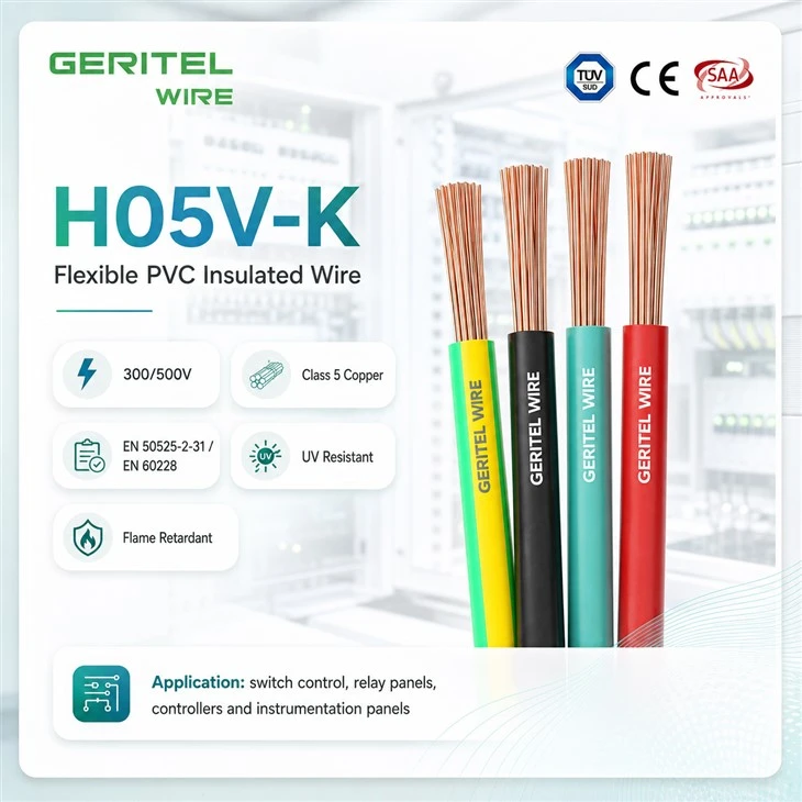 H05V-K Gwifren Panel Hyblyg 300/500V Cebl Craidd Sengl PVC