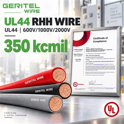 350 Kcmil UL44 RHH Wire Cebl Copr 90 gradd Ar gyfer Prif Fwydwyr Dosbarthu