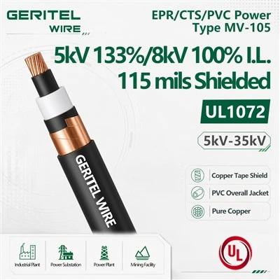 CU EPR/CTS/PVC Power Math MV-105 Wire 5kV 133%/8kV 100% IL. 115 Mils Shielded